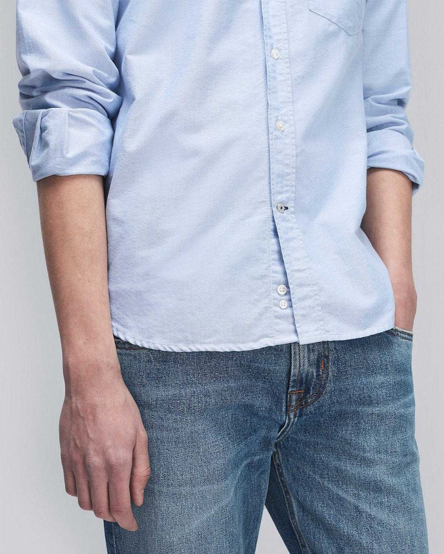 Uomo 7 For All Mankind Camicie | Camicia Oxford Dentro Azzurro