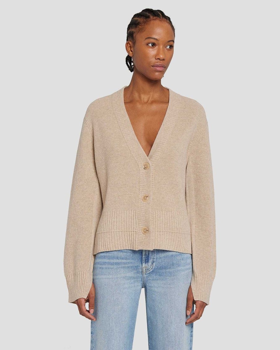 Donne 7 For All Mankind Maglioni | Cardigan In Cashmere Dentro Fiocchi D'Avena