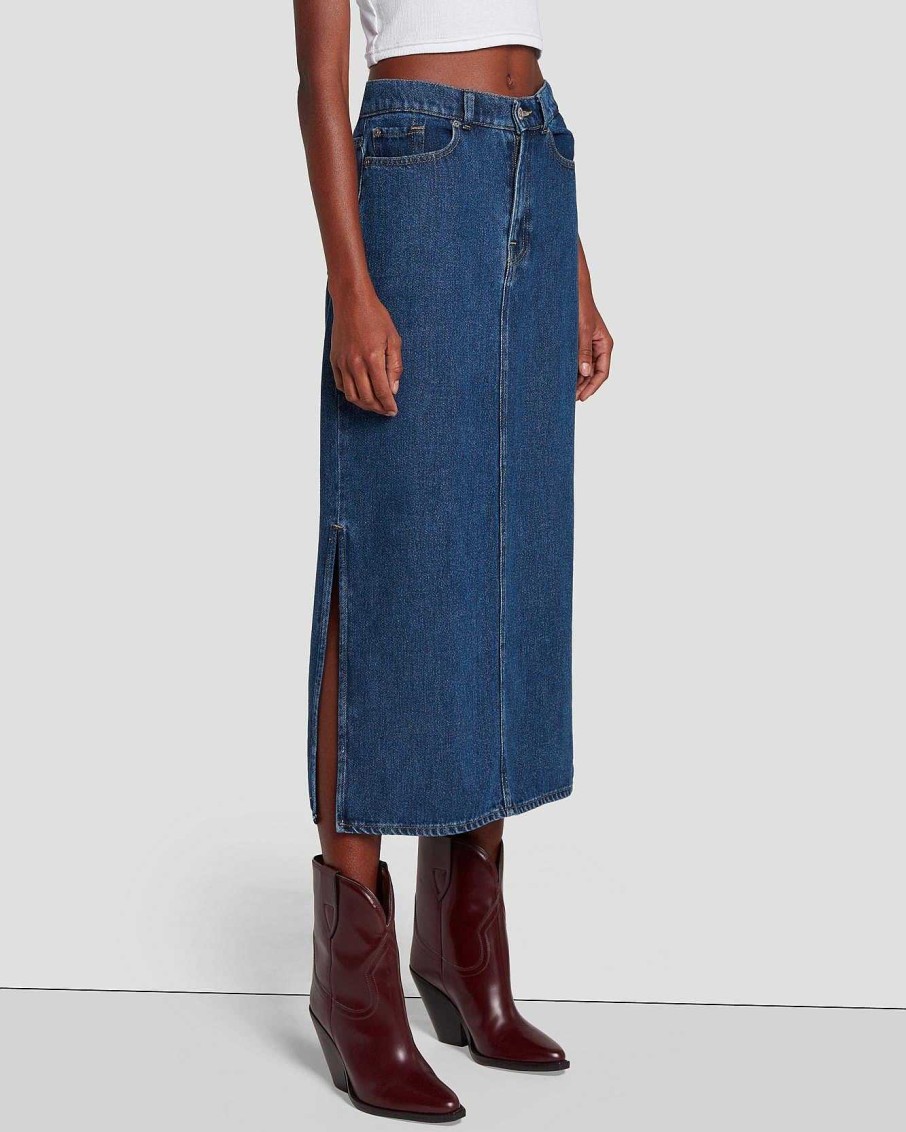 Donne 7 For All Mankind Jeans | Gonna Midi In Denim Bluenote