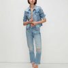 Donne 7 For All Mankind Jeans | Giacca Da Camionista Classica Vintage Di Lusso In Floreale Lvfloralj