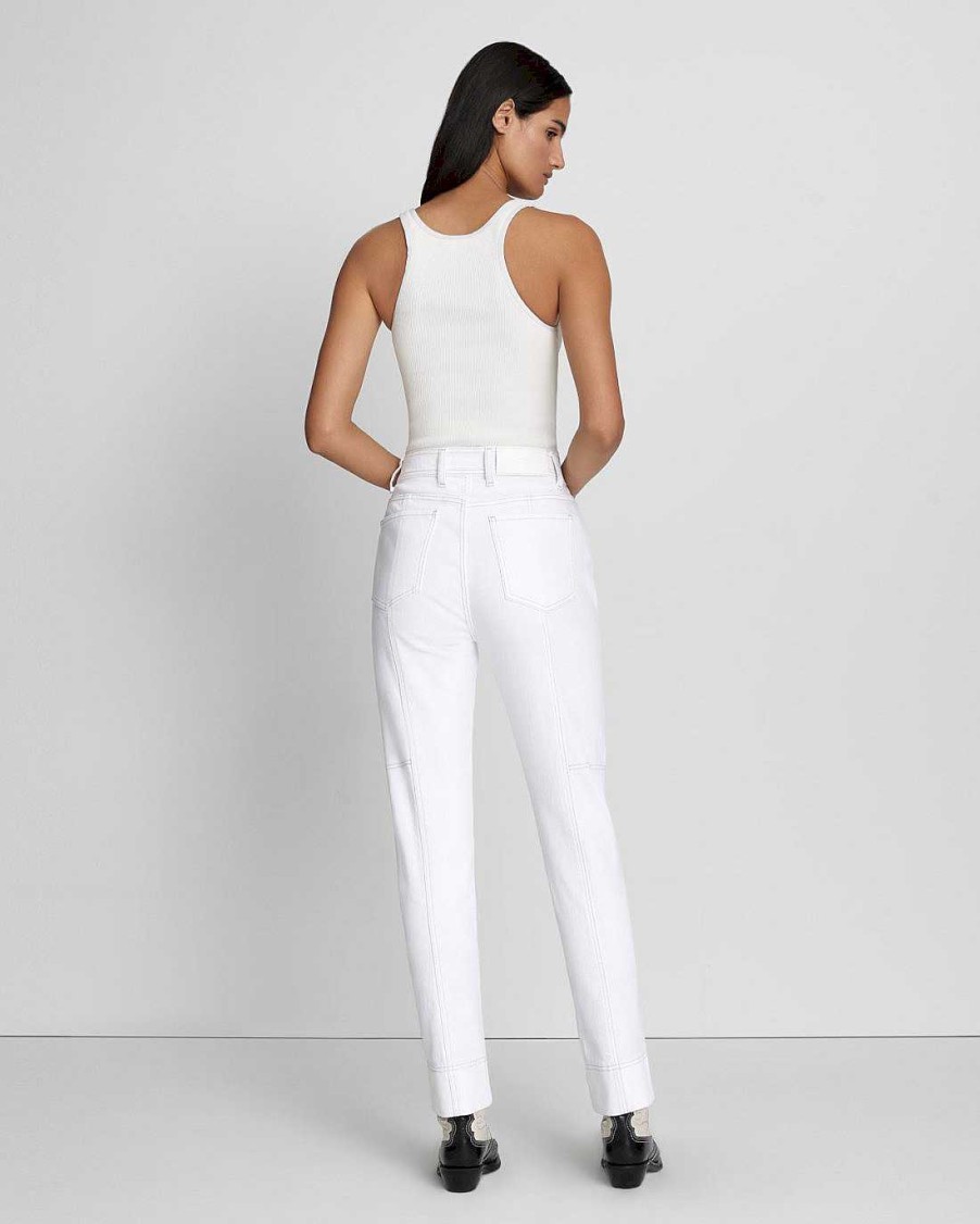 Donne 7 For All Mankind Jeans | Jeans Cargo Facili E Sottili Bianco Brillante