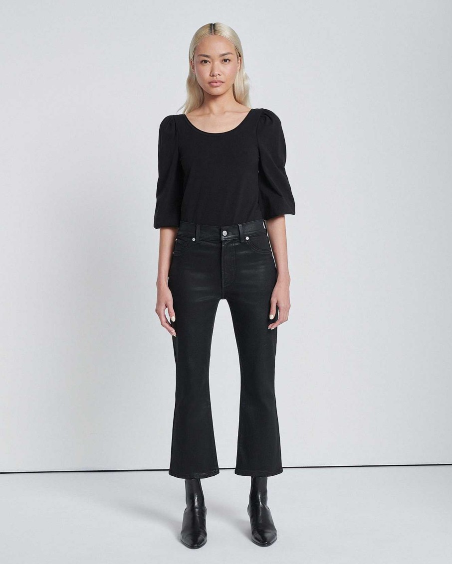 Donne 7 For All Mankind Jeans | Calza Slim A Vita Alta Rivestita Nero