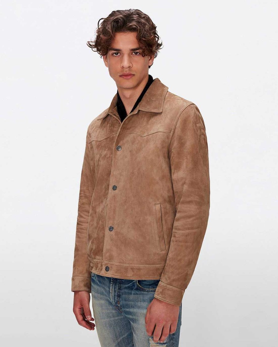 Uomo 7 For All Mankind Giacche E Cappotti | Giacca Western In Pelle Scamosciata Bambu