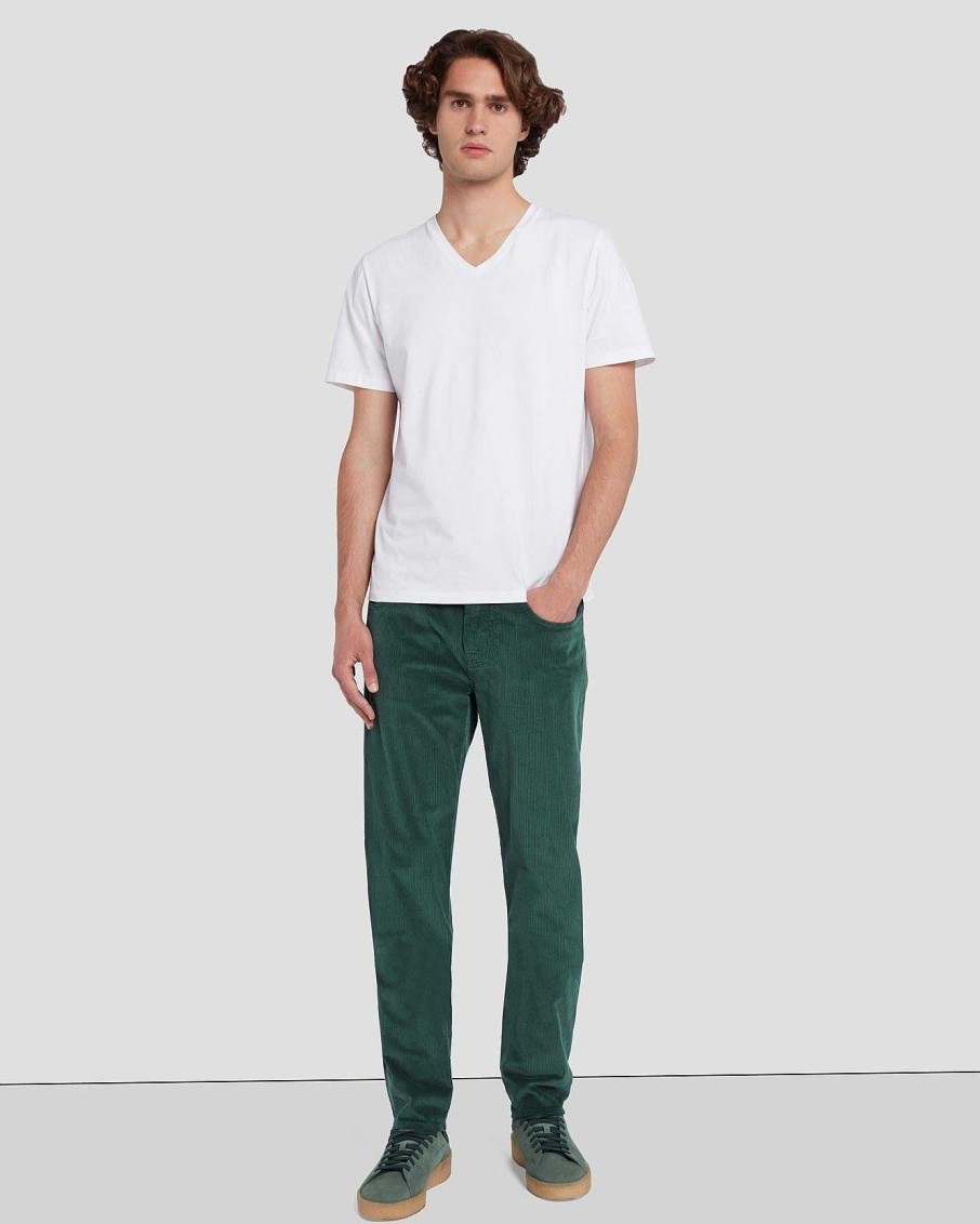 Uomo 7 For All Mankind Pantaloncini E Pantaloni | Velluto A Coste Sottile Affusolato Cacciatore Verde