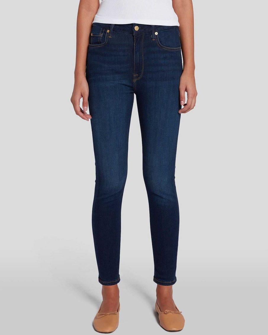 Donne 7 For All Mankind Jeans | Skinny Illusion Sottile Alla Caviglia A Vita Alta In Provato E Vero Siltridtru