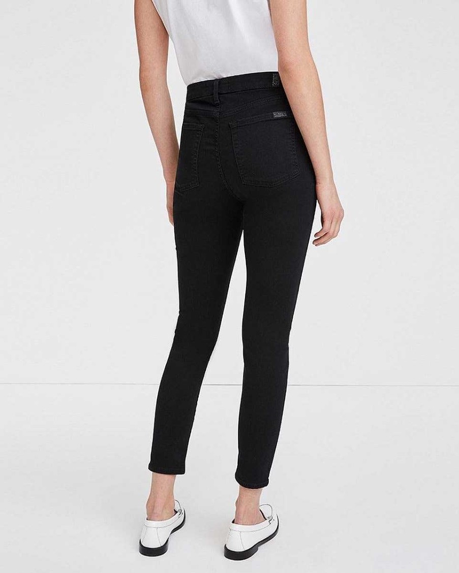 Donne 7 For All Mankind Jeans | B(Air) Skinny Alla Caviglia A Vita Alta In Nero Baiblack