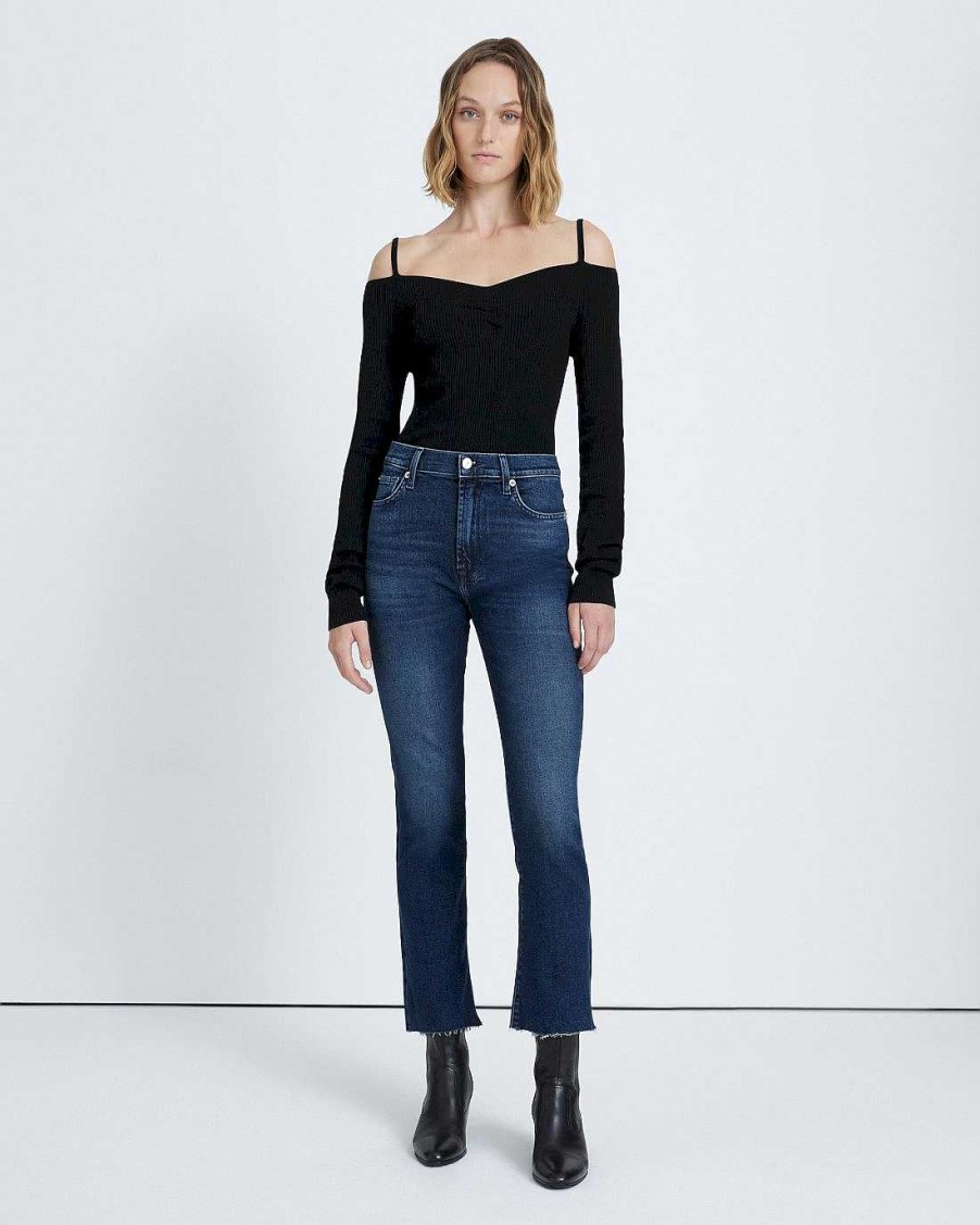 Donne 7 For All Mankind Jeans | Calza Slim Slim A Vita Alta Vintage Di Lusso Terra Blu