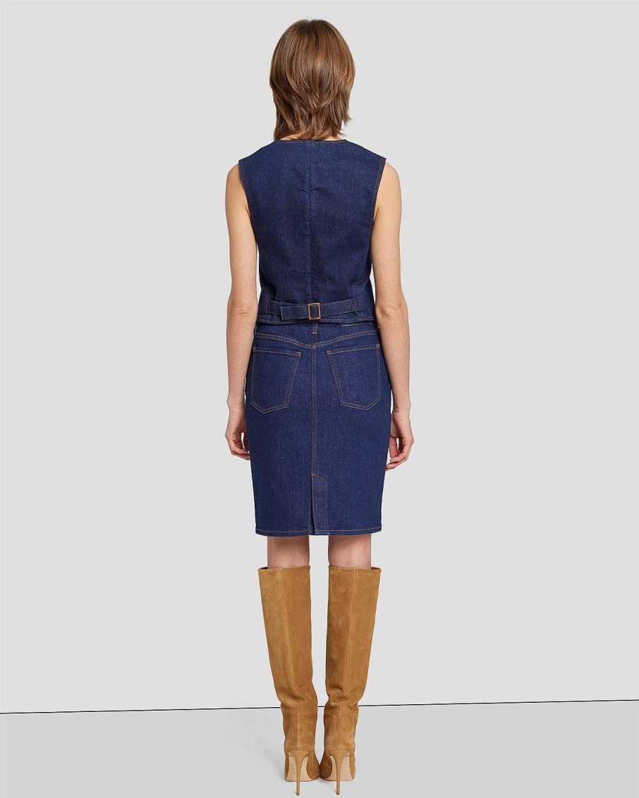 Donne 7 For All Mankind Jeans | Gilet In Denim Su Misura Magnolia