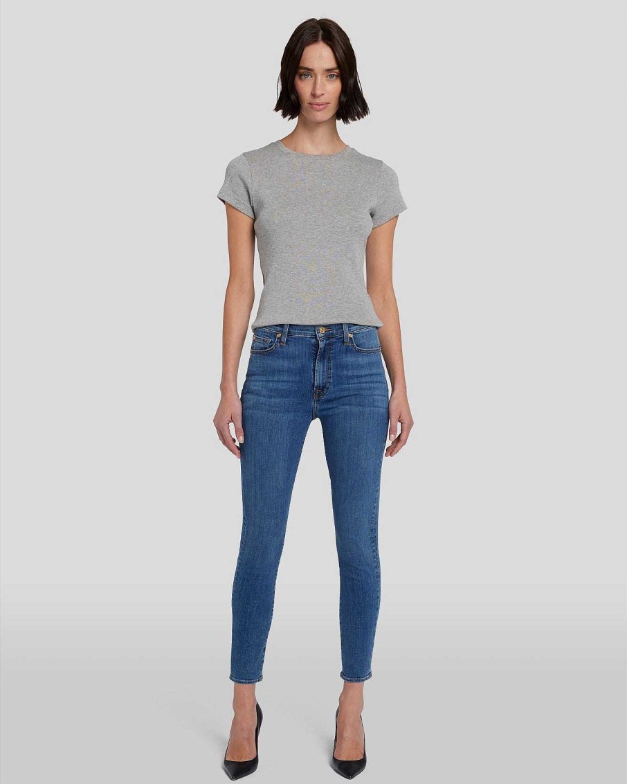 Donne 7 For All Mankind Jeans | Vita Alta Caviglia Skinny Dentro Meisa