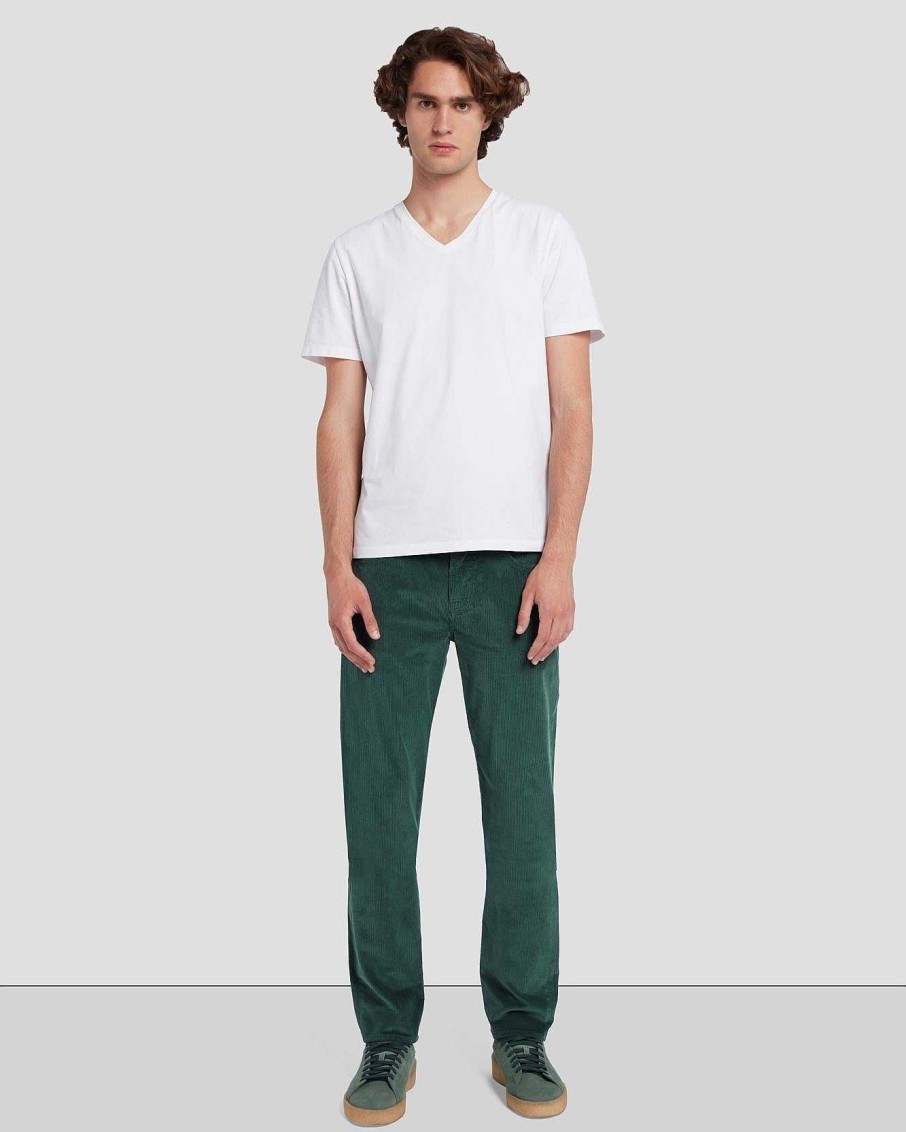 Uomo 7 For All Mankind Pantaloncini E Pantaloni | Velluto A Coste Sottile Affusolato Cacciatore Verde