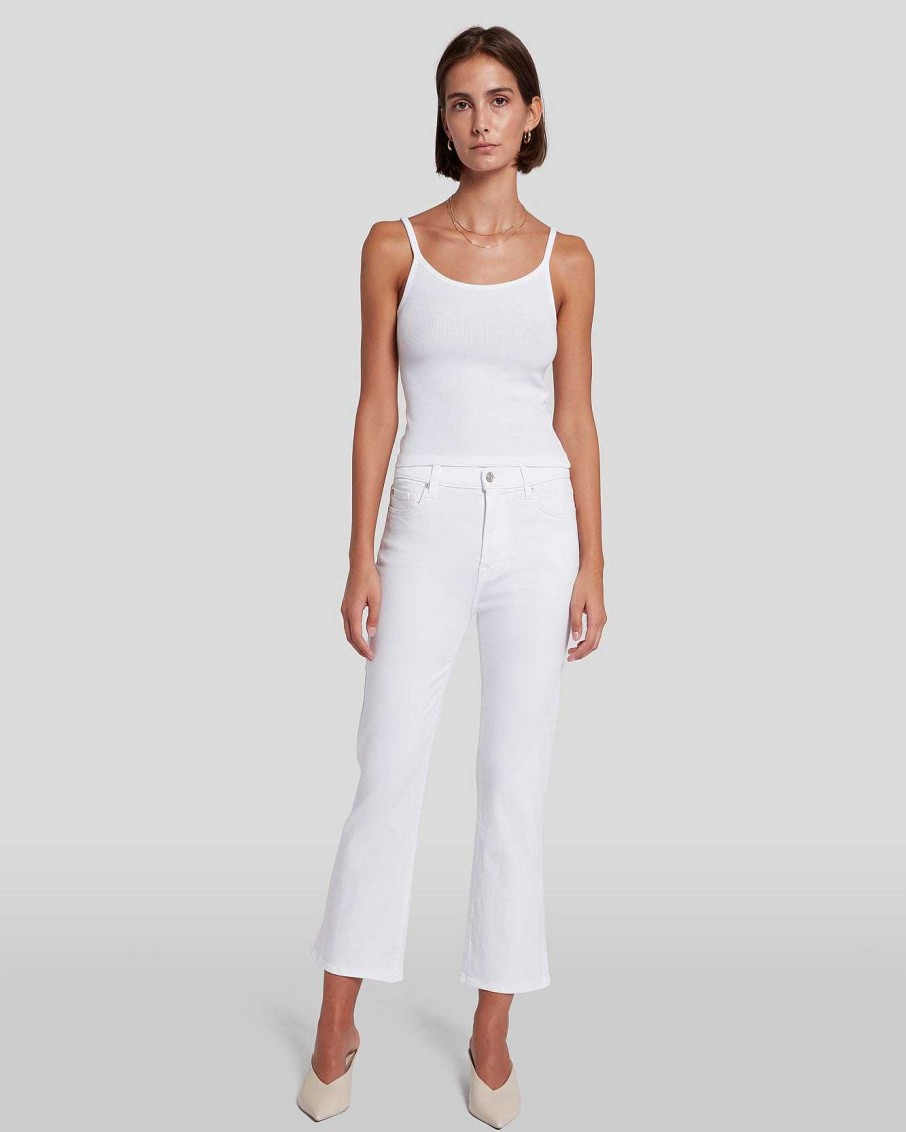 Donne 7 For All Mankind Jeans | Slim Illusion A Vita Alta Slim Kick In Bianco Lussuoso