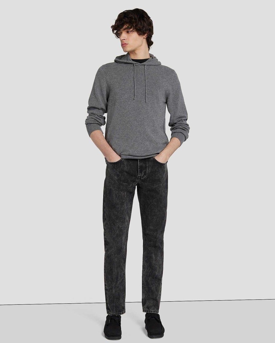 Uomo 7 For All Mankind Maglioni | Felpa Con Cappuccio In Cashmere Erica Grigia