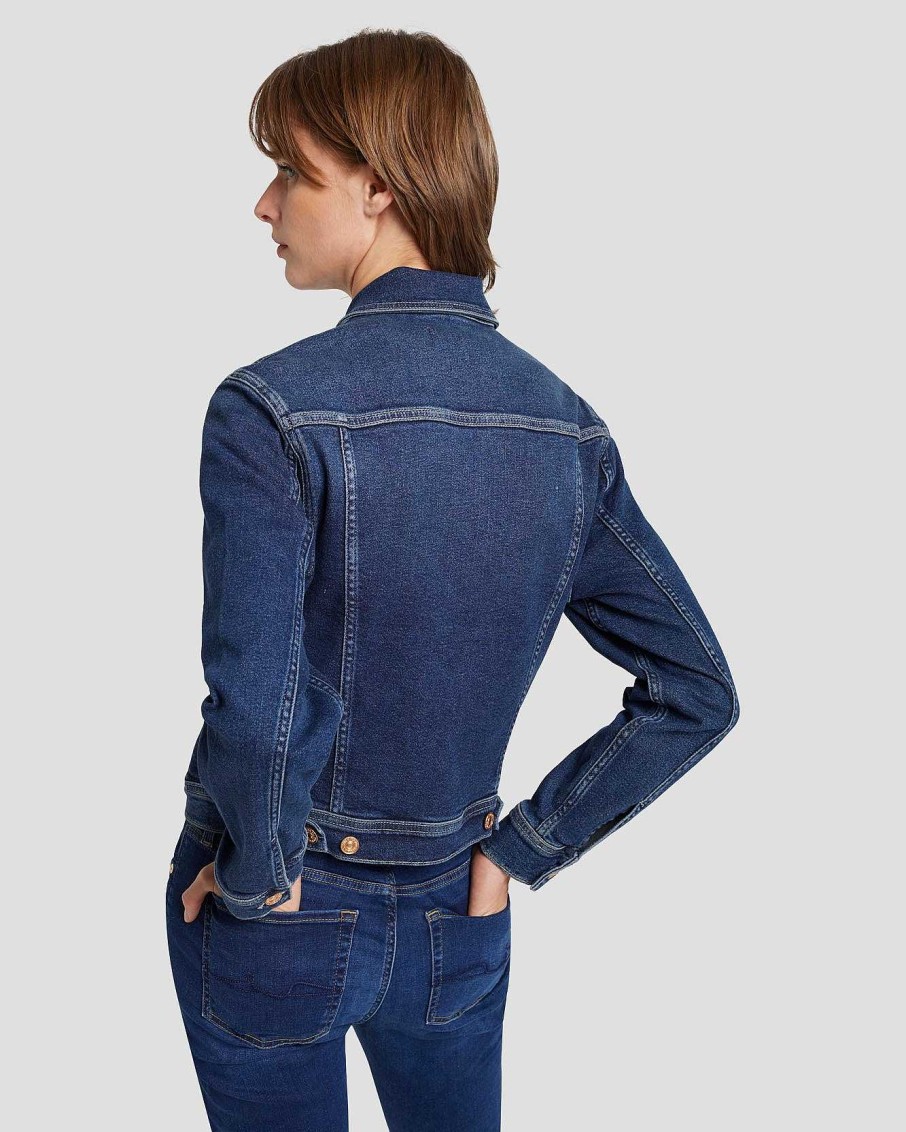 Donne 7 For All Mankind Jeans | Giacca Da Camionista Classica Vintage Di Lusso Anima Profonda