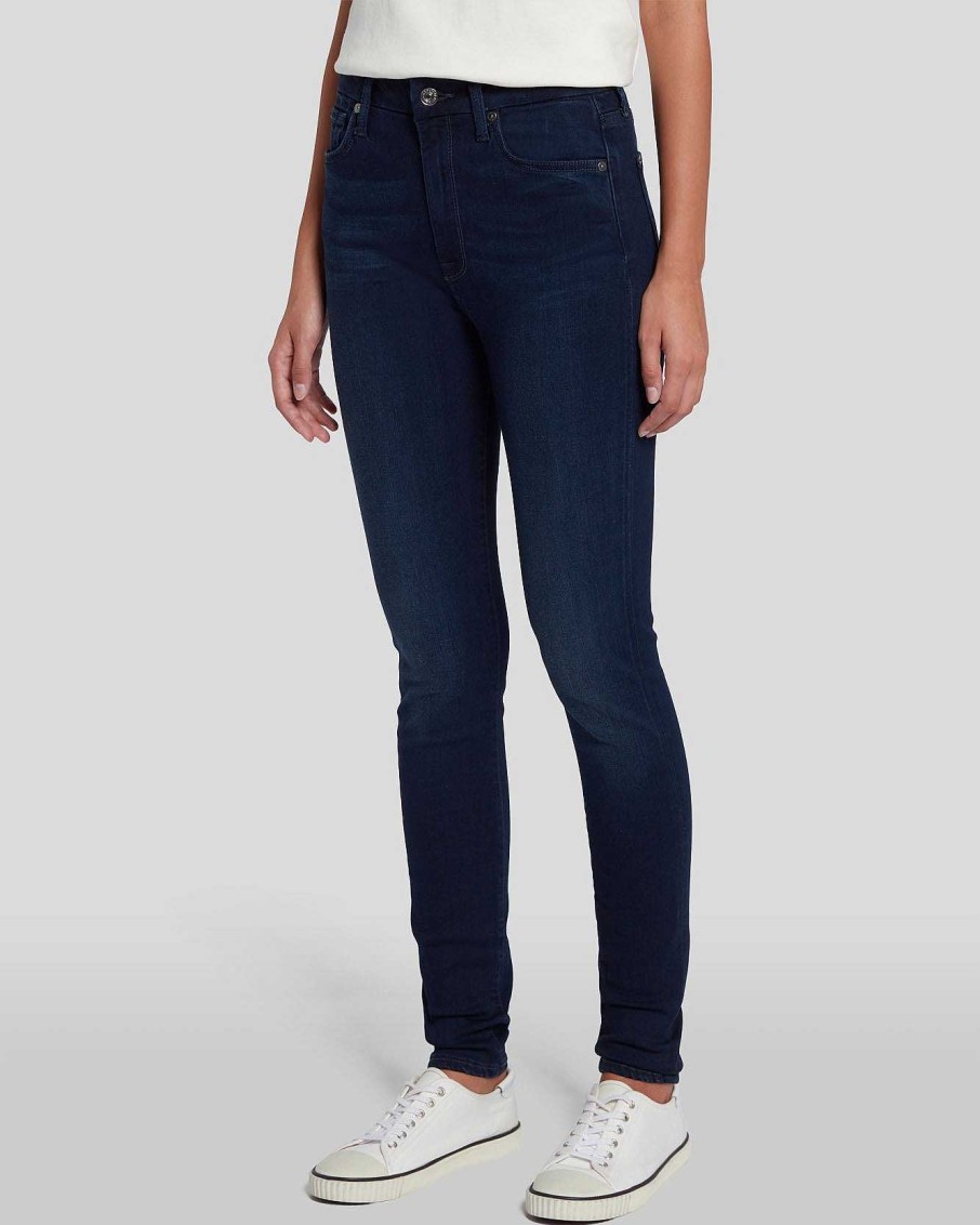 Donne 7 For All Mankind Jeans | Skinny Slim A Vita Alta Illusion In Blu Crepuscolo Siltwltblu