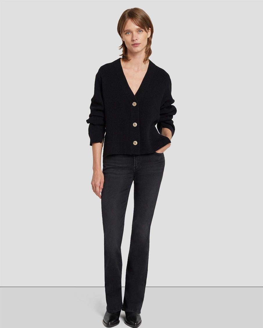 Donne 7 For All Mankind Maglioni | Cardigan In Cashmere Dentro Nero