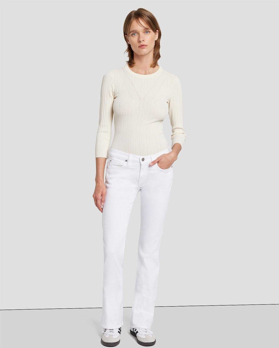 Donne 7 For All Mankind Jeans | Bootcut Originale In Twill Rotto Bianco