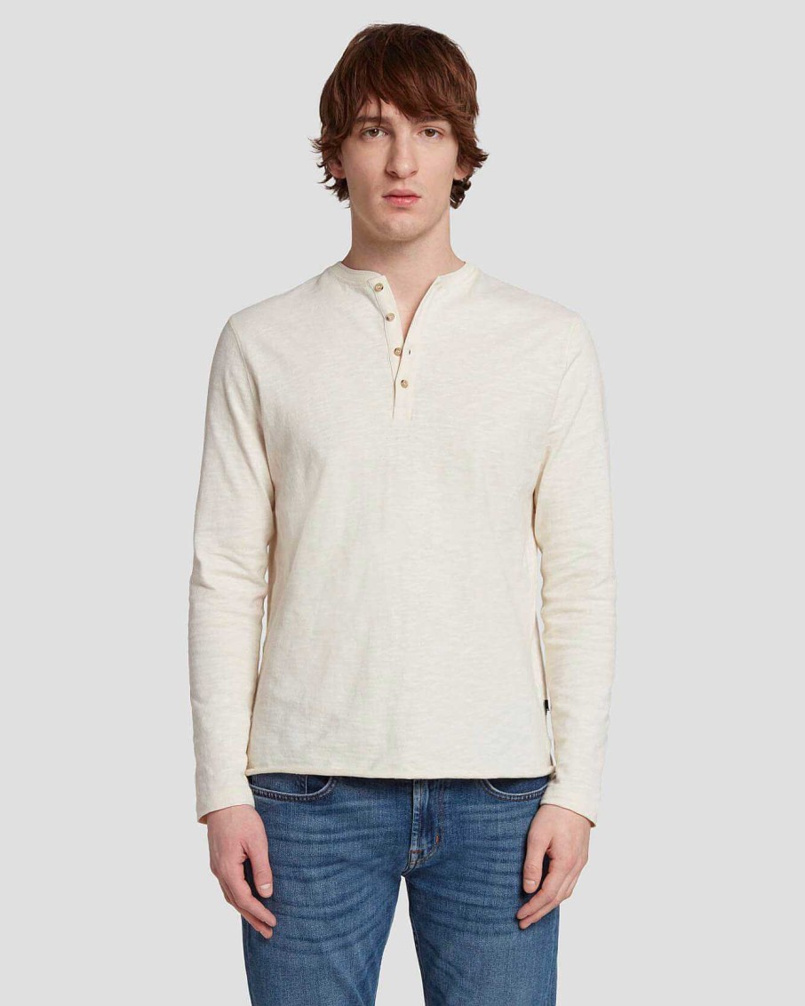 Uomo 7 For All Mankind Magliette | Henley A Maniche Lunghe Dover Bianco