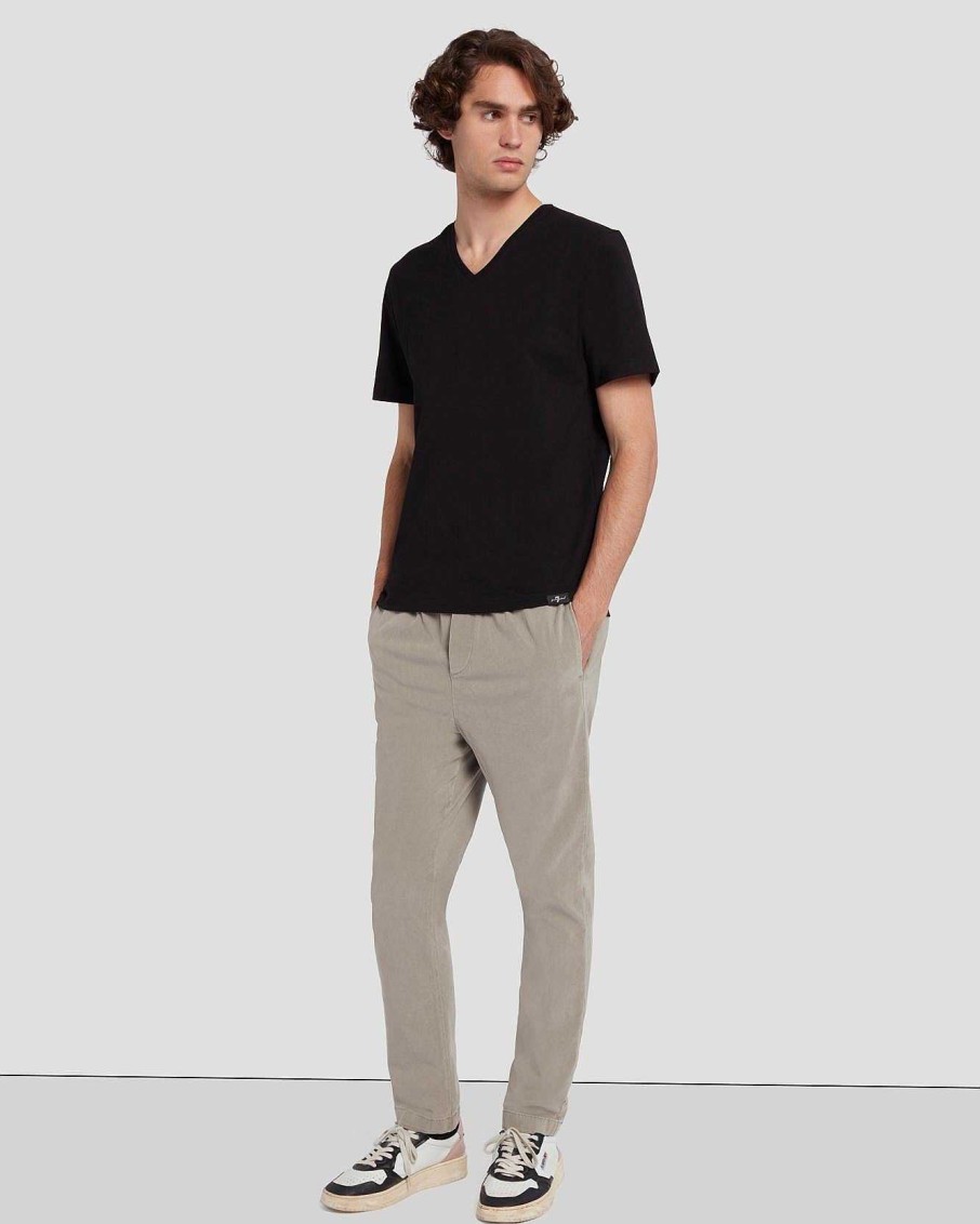 Uomo 7 For All Mankind Pantaloncini E Pantaloni | Jogger In Caldo Twill Grigio Chiaro