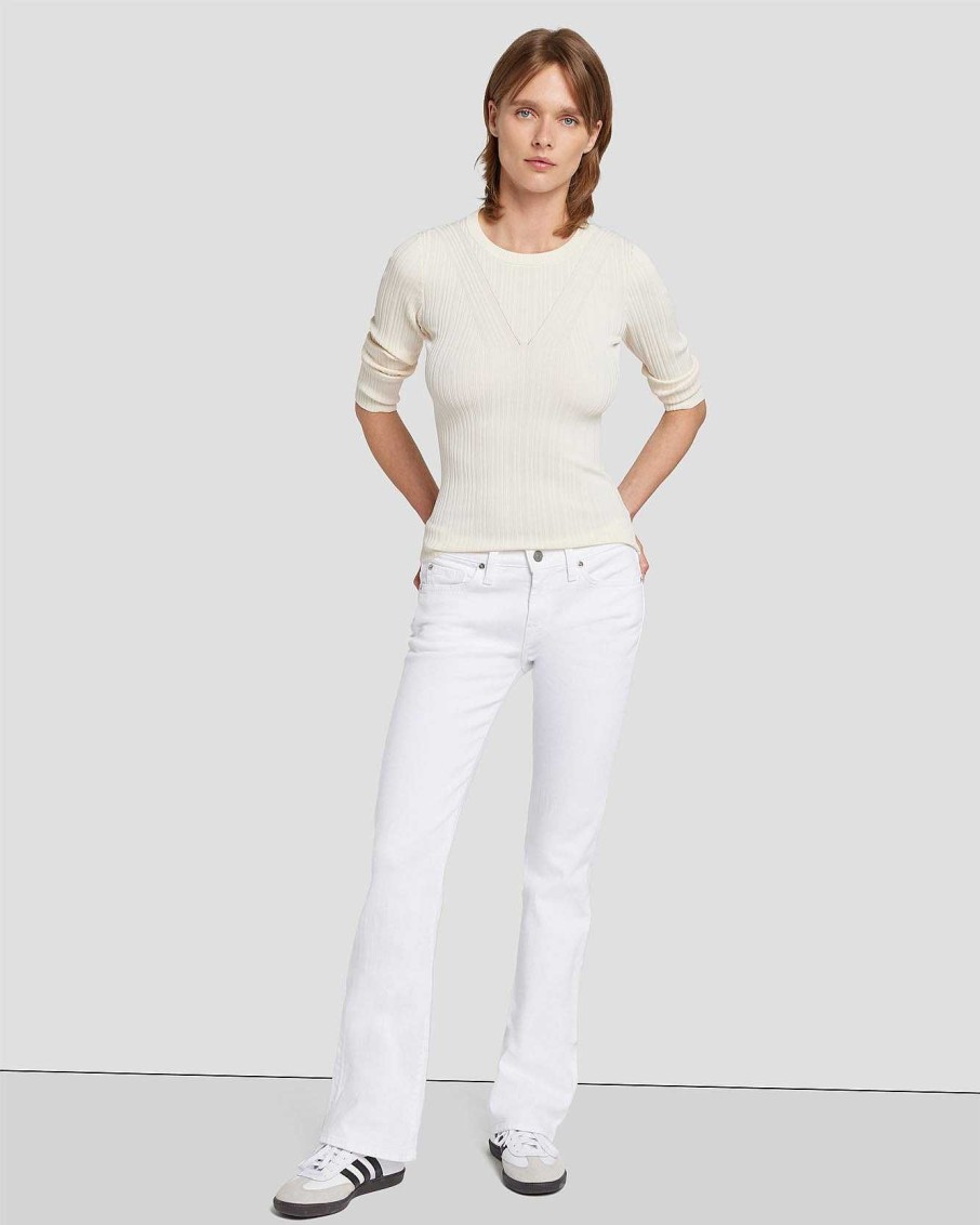 Donne 7 For All Mankind Jeans | Bootcut Originale In Twill Rotto Bianco