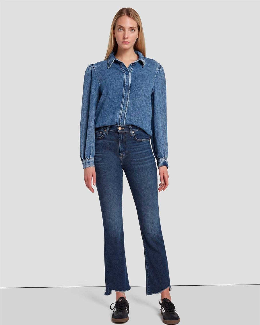 Donne 7 For All Mankind Jeans | Calza Slim Slim A Vita Alta Vintage Di Lusso Anima Profonda