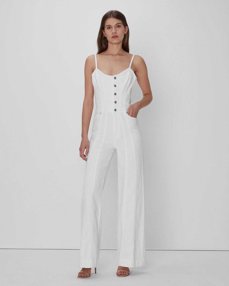 Donne 7 For All Mankind Jeans | Tuta Bustier Dentro Bianco