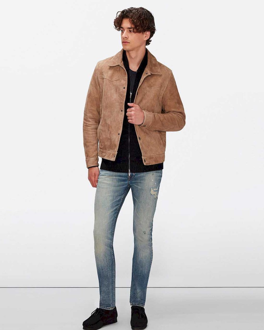 Uomo 7 For All Mankind Giacche E Cappotti | Giacca Western In Pelle Scamosciata Bambu