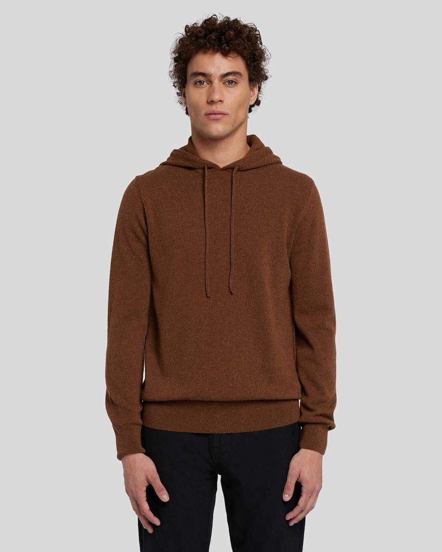 Uomo 7 For All Mankind Maglioni | Felpa Con Cappuccio In Cashmere Abbronzatura Elegante