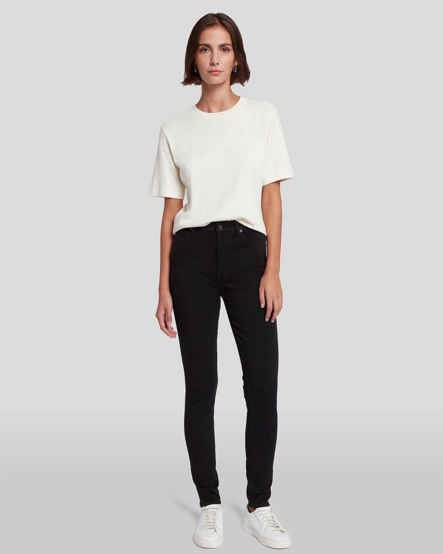 Donne 7 For All Mankind Jeans | Skinny Slim Illusion Luxe A Vita Alta In Nero Silblack