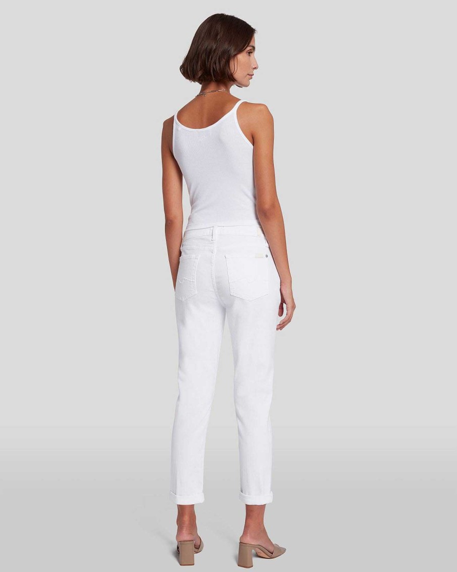 Donne 7 For All Mankind Jeans | Josefina In Twill Rotto In Bianco Bk Twl Wht