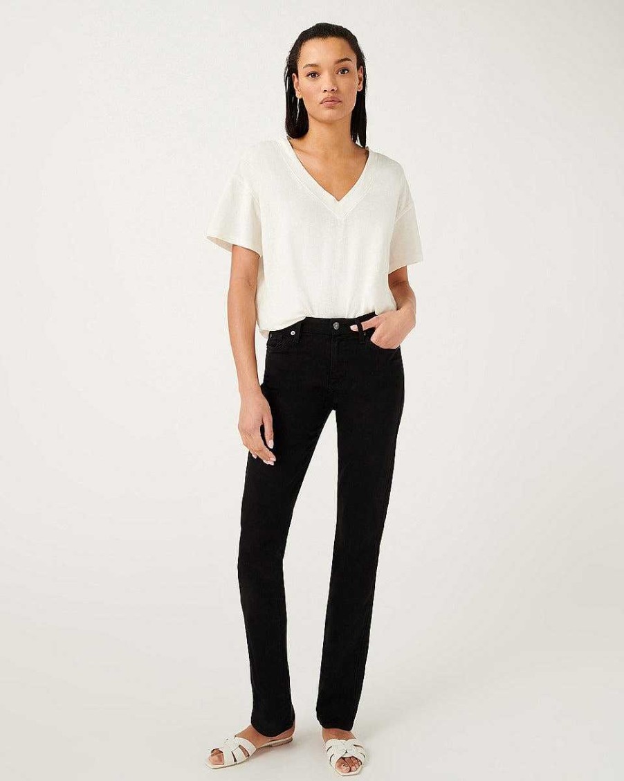 Donne 7 For All Mankind Jeans | B(Air) Kimmie In Denim Dritto In Nero Baiblack