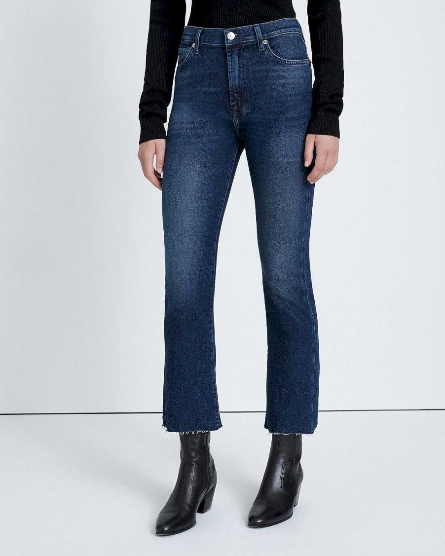 Donne 7 For All Mankind Jeans | Calza Slim Slim A Vita Alta Vintage Di Lusso Terra Blu