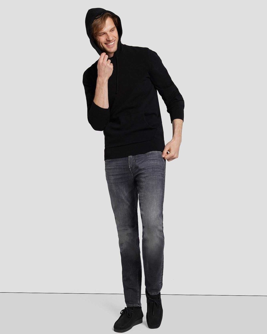 Uomo 7 For All Mankind Maglioni | Felpa Con Cappuccio Dynamic Luxe Dentro Nero