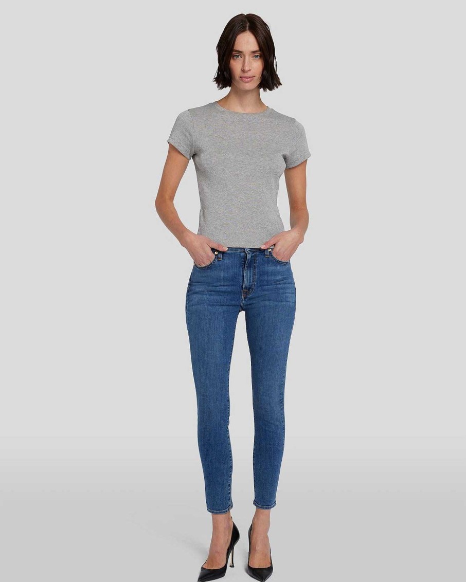 Donne 7 For All Mankind Jeans | Vita Alta Caviglia Skinny Dentro Meisa