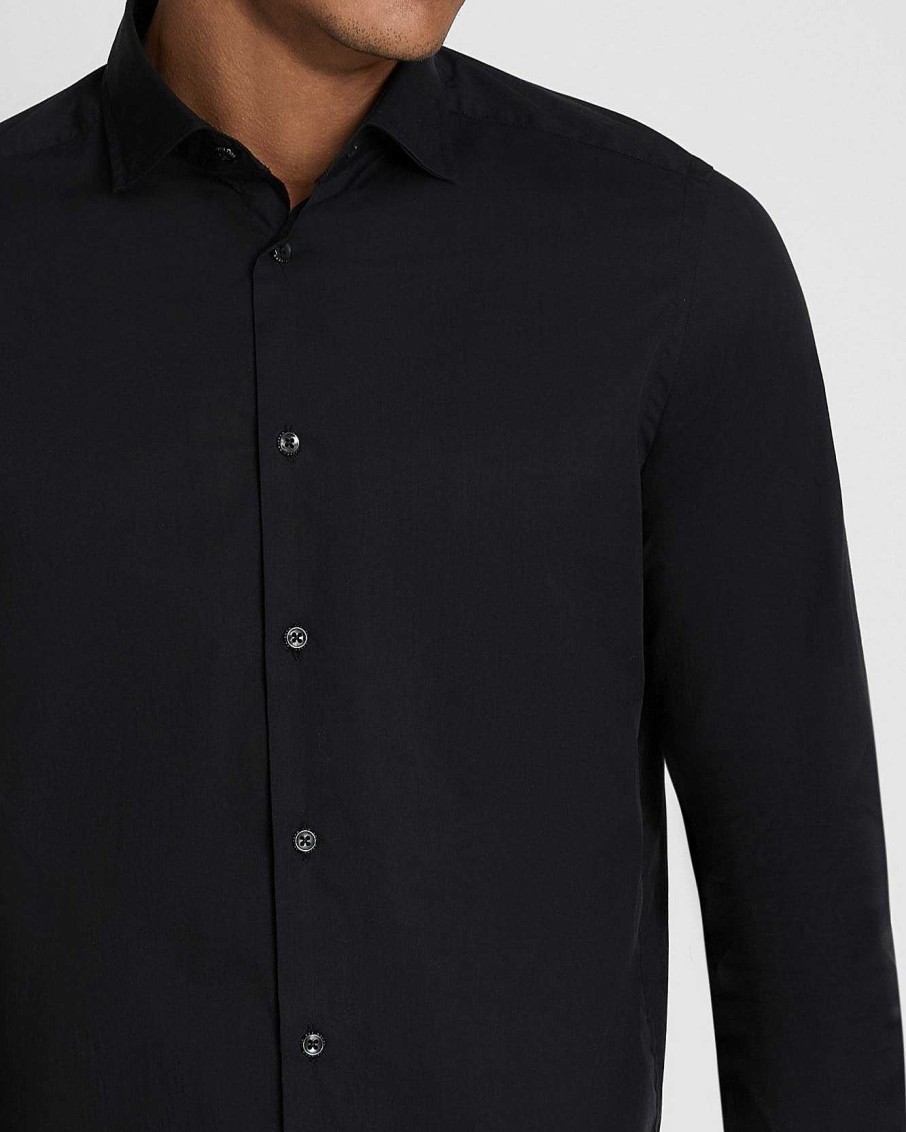 Uomo 7 For All Mankind Camicie | Camicia In Popeline A Maniche Lunghe Nero