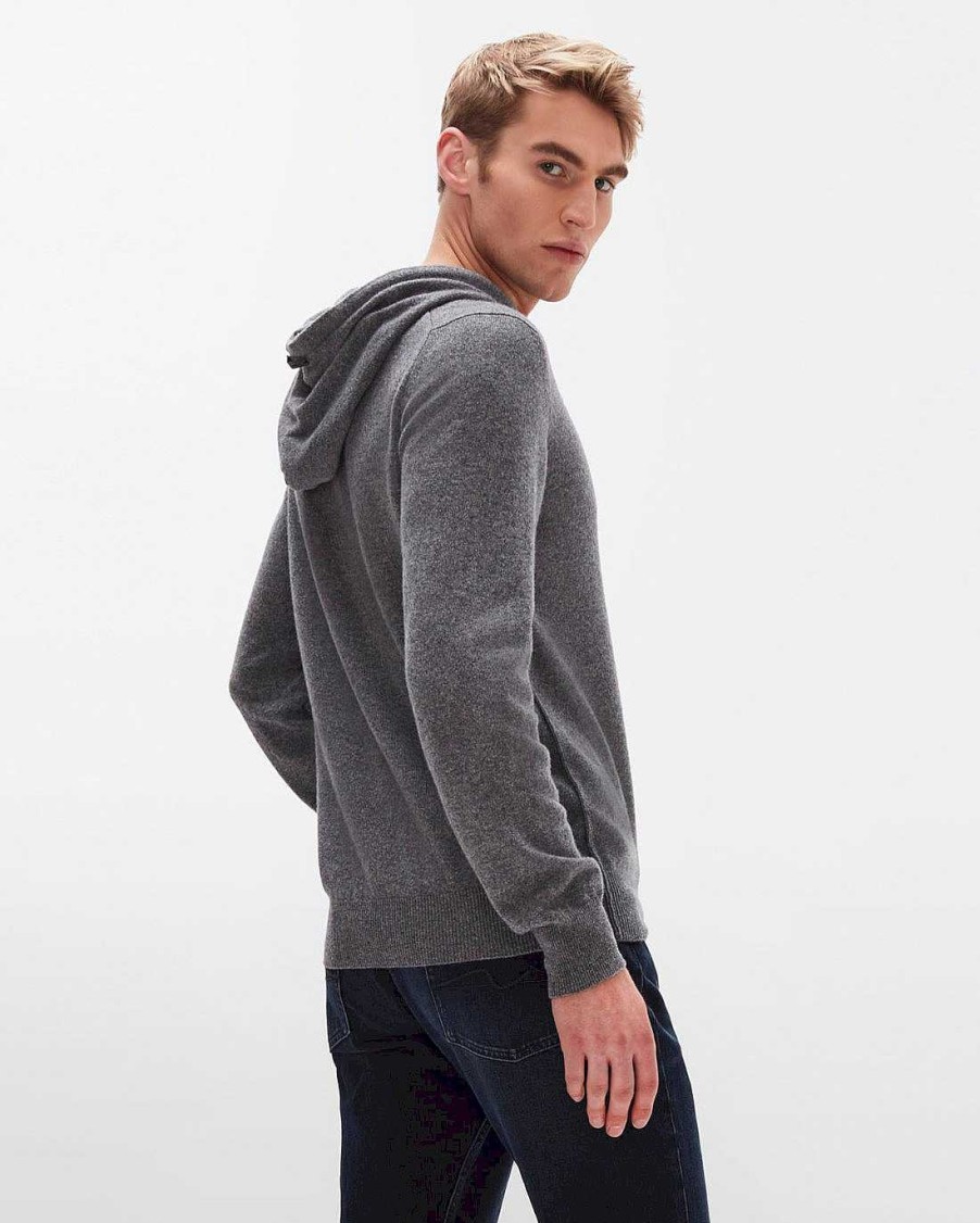 Uomo 7 For All Mankind Maglioni | Felpa Con Cappuccio In Cashmere Grigio