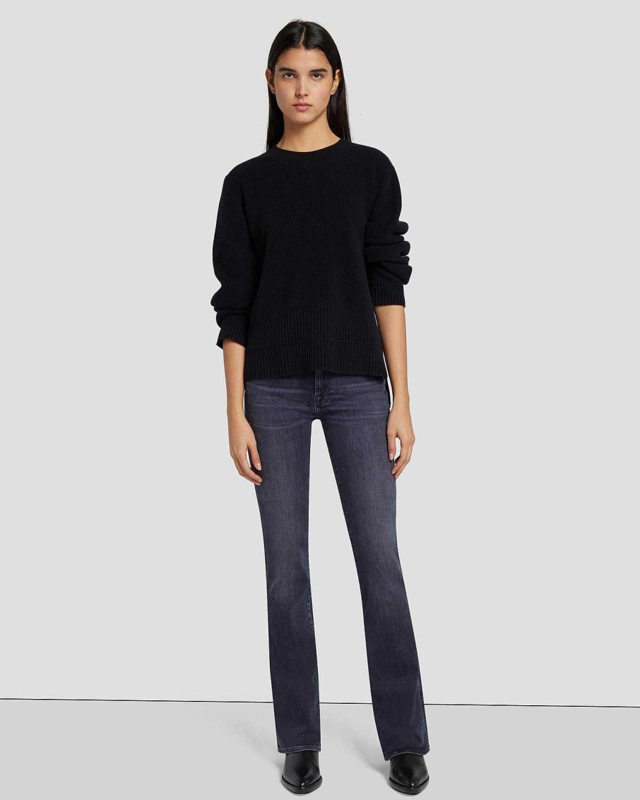 Donne 7 For All Mankind Maglioni | Maglia Girocollo In Cashmere Nero