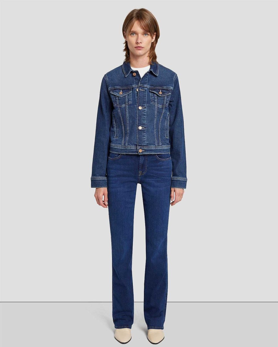 Donne 7 For All Mankind Jeans | Giacca Da Camionista Classica Vintage Di Lusso Anima Profonda