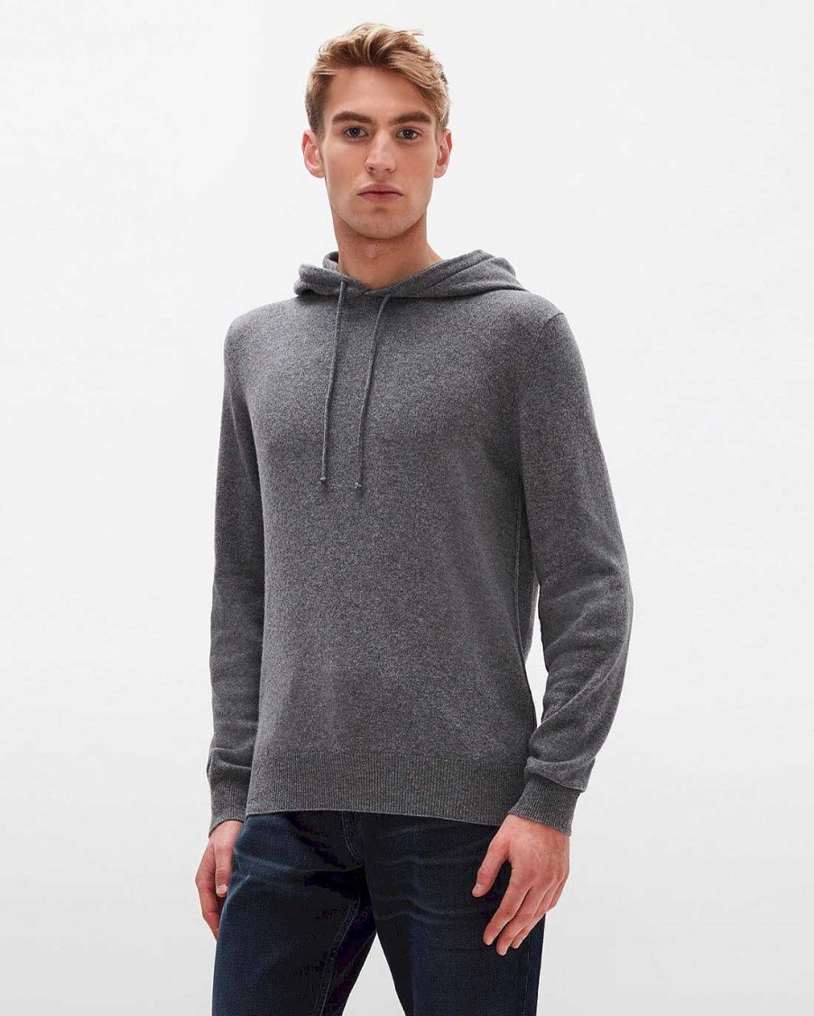 Uomo 7 For All Mankind Maglioni | Felpa Con Cappuccio In Cashmere Grigio