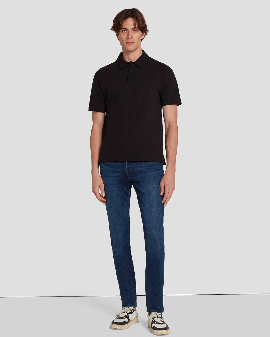 Uomo 7 For All Mankind Camicie | Polo In Maglia Pique Nero