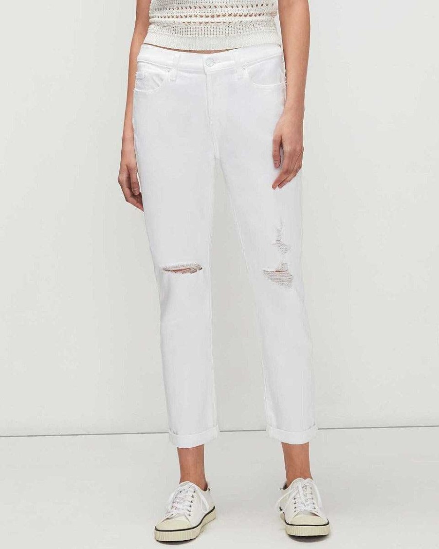 Donne 7 For All Mankind Jeans | Josefina Vintage Di Lusso Con Distruzione In Twill Bianco Rotto Comunque Dest