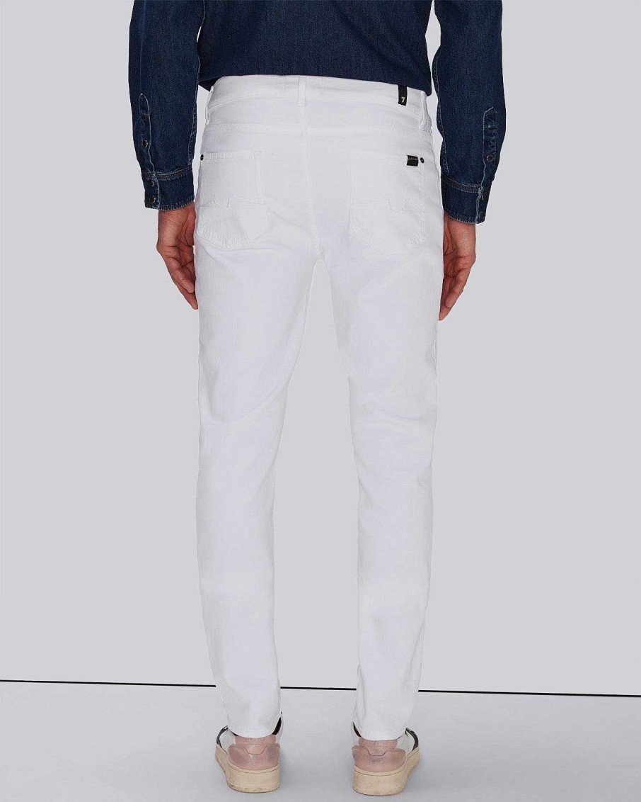 Uomo 7 For All Mankind Jeans | Earthkind Stretchtek Slimmy Affusolato Bianco