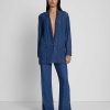 Donne 7 For All Mankind Jeans | Blazer Facile In Denim Lucido Indaco Scuro