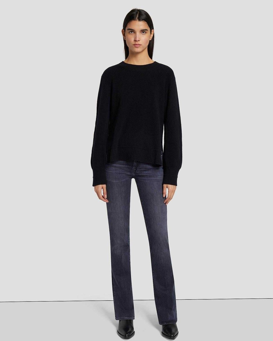 Donne 7 For All Mankind Maglioni | Maglia Girocollo In Cashmere Nero