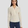 Donne 7 For All Mankind Maglioni | Maglione Polo Con Zip A Un Quarto Crema