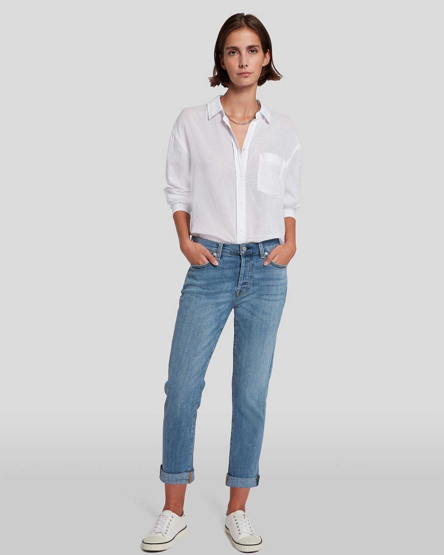 Donne 7 For All Mankind Jeans | Twill Rotto Josefina In Piena Luce Brtltbrktl