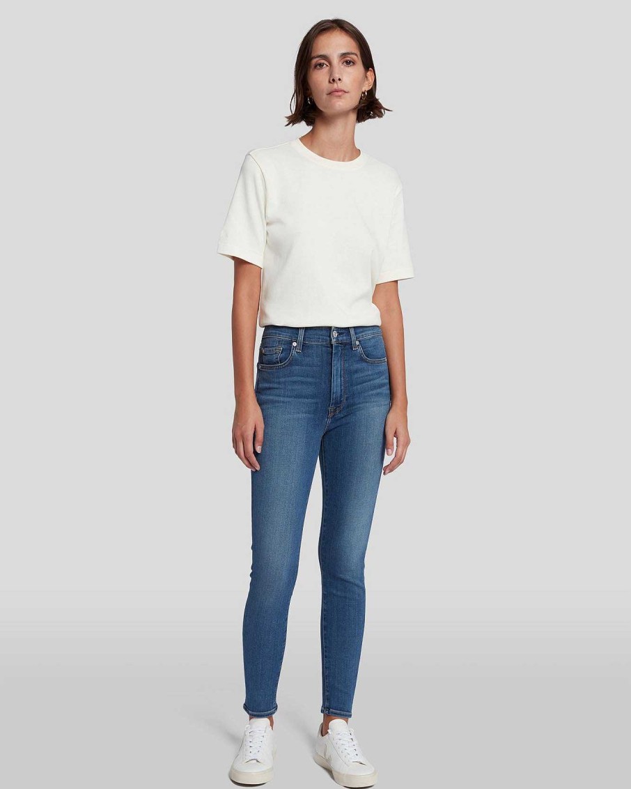 Donne 7 For All Mankind Jeans | Skinny Illusion A Vita Alta Alla Caviglia In Love Story Silovstry