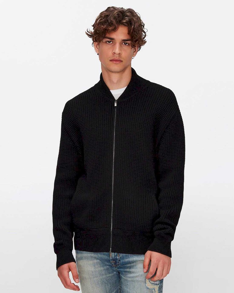 Uomo 7 For All Mankind Giacche E Cappotti | Giubbotto Bomber In Lana Nero