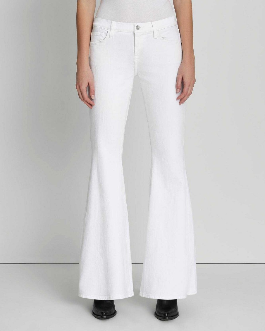 Donne 7 For All Mankind Jeans | Vita Bassa Svasata Bianco Brillante