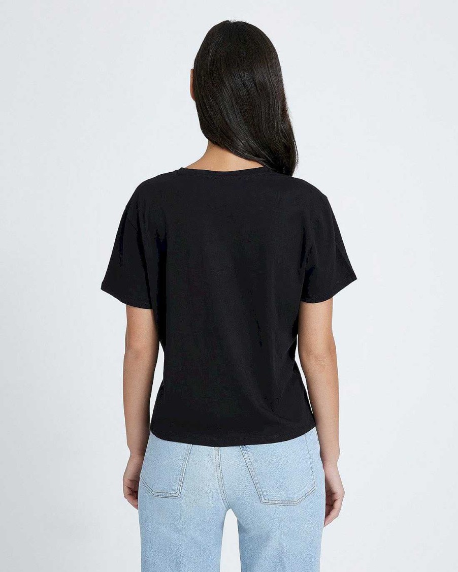 Donne 7 For All Mankind Cime | T-Shirt Con Scollo A V Nero