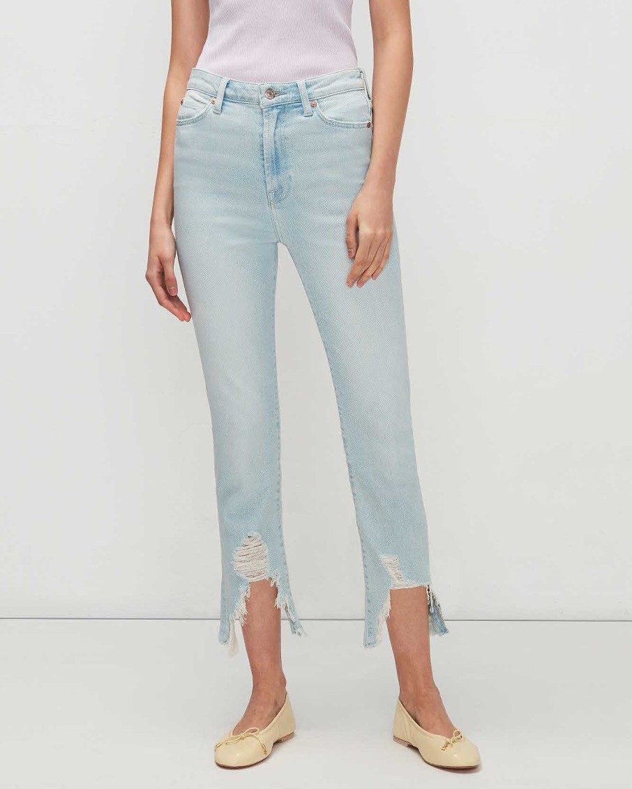 Donne 7 For All Mankind Jeans | Calza Slim Slim A Vita Alta Vintage Di Lusso Sole Blu